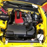 engine of yellow car